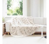 vidaXL Faux Fur Rabbit Fur Blanket White 240 x 270 cm Polyester Living Room Modern Luxury Faux Fur Blanket Soft Durable Polyester Cosy Winter Warmer