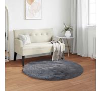 vidaXL Faux Sheepskin Rug, Anthracite, Diameter 100 cm, Polyester, Living Room: Modern, Minimalist Elegance with Neutral Tones and Functional Furniture for Contemporary Spaces and Relaxation