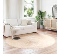 Faux Sheepskin Rug Round Beige Ø200 cm Polyester Soft Plush Indoor Cozy Winter