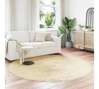 Faux Sheepskin Rug Cream Ø200 cm Polyester Round Cozy Modern Living Room Winter