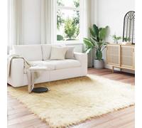 Faux Sheepskin Rug Cream 200x200 cm Plush Polyester Soft Indoor Floor Mat Luxury