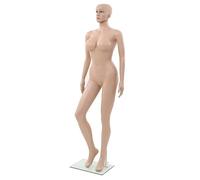 vidaXL Female Beige Mannequin- Full Body Display with Glass Base, Rotatable Head & Arms, Lightweight Polypropylene, XXL Bust, Easy to Assemble.