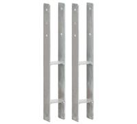 vidaXL Fence Anchors 2 pcs Silver 8x6x60 cm Galvanised Steel