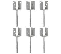 vidaXL Fence Anchors 6 pcs Silver 7x6x30 cm Galvanised Steel