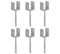 vidaXL Fence Anchors 6 pcs Silver 8x6x30 cm Galvanised Steel