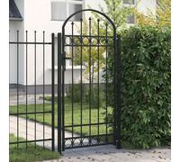 vidaXL Fence Gate With Arched Top Steel 89X200cm Black, Black
