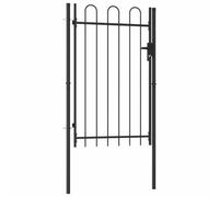 vidaXL Garden Gate Single Door – Arched Top, Heavy-Duty Powder-Coated Steel, 3 Keys – Black