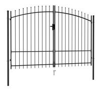 Fence Gate Double Door with Spike Top Steel 3x2 m Black