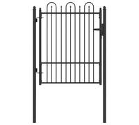 Metal Fence Gate 100x125 cm Black Powder-Coated Lockable Anti-Climb Heavy Panel