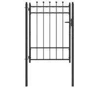Fence Gate HORST Black Metal Modern Outdoor Barrier Security Entry vidaXL