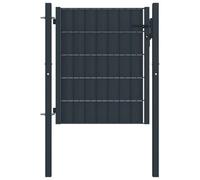 vidaXL Fence Gate PVC & Steel 100x81 cm - Lockable with 3 Keys, Anthracite, Solid Posts & Hinges
