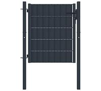 vidaXL Fence Gate - PVC and Steel Construction, 100x101 cm Size, Anthracite Color, Lockable Feature, Includes Solid Posts and Sturdy Hinges for Smooth Installation