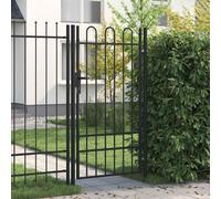 Vidaxl Fence Gate Single Door With Arched Top Steel 1X1.75 M Black