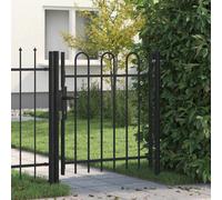 vidaXL Single Door Gate with Arched Top Steel 1 x 1 m Black