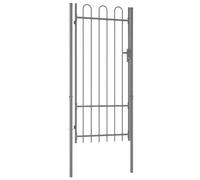 vidaXL Fence Gate Single Door with Arched Top Steel 1x2 m Black