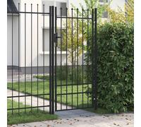 vidaXL Fence Gate Single Door With Spike Top Steel 1X2 M Black, Black