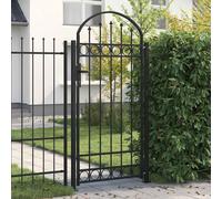 vidaXL Fence Gate with Arched Top and 2 Posts 105x204 cm Black