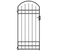 vidaXL Fence Gate with Arched Top Outdoor Garden Yard Patio Entrance Way Door Security Barrier Steel 89x200cm Black