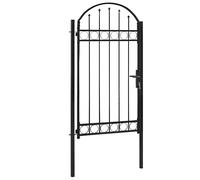 vidaXL Fence Gate With Arched Top Steel 100X250cm Black, Black