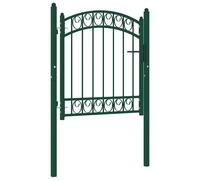 vidaXL Fence Gate with Arched Top Steel 100x86 cm Green
