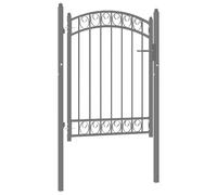 vidaXL Fence Gate with Arched Top Steel 100x98.5 cm Black