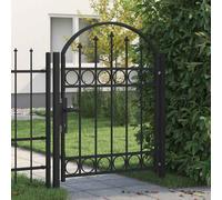 vidaXL Fence Gate with Arched Top Steel 102x125 cm Black