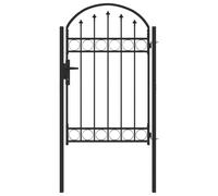 vidaXL Fence Gate with Lock Grey 100 x 150 cm Powder-Coated Steel, Garden and Terrace, Durable Steel Perimeter Gate, Traditional Weather-Resistant Fence, Secure Locking Outdoor Entry