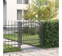 vidaXL Fence Gate with Spear Top with Lock Grey 103 x 100 cm Steel