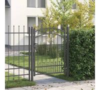 vidaXL Fence Gate with Spear Top with Lock Grey 103 x 175 cm Steel
