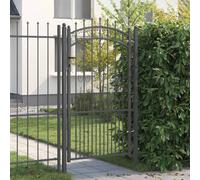 vidaXL Fence Gate with Spear Top with Lock Grey 103 x 175 cm Steel