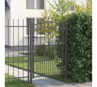 vidaXL Fence Gate with Spear Top with Lock Grey 103 x 200 cm Steel