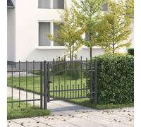 vidaXL Fence Gate with Spear Top with Lock Grey 103 x 75 cm Steel