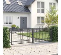 vidaXL Fence Gate with Spear Top with Lock Grey 305 x 100 cm Steel
