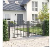 vidaXL Fence Gate with Spear Top with Lock Grey 305 x 125 cm Steel