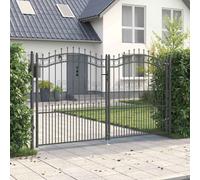 vidaXL Fence Gate with Spear Top with Lock Grey 305 x 175 cm Steel