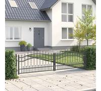 vidaXL Fence Gate with Spear Top with Lock Grey 305 x 75 cm Steel