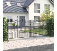 vidaXL Fence Gate with Spear Top with Lock Grey 404 x 150 cm Steel