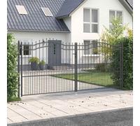 vidaXL Fence Gate with Spear Top with Lock Grey 404 x 175 cm Steel