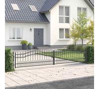 vidaXL Fence Gate with Spear Top with Lock Grey 404 x 75 cm Steel