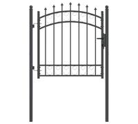 vidaXL Fence Gate with Spikes Grey 100 x 100 cm Powder Coated Steel Garden and Patio Rectangular Modern Gate Outdoor Gate Key Lock Security Barrier Decorative Patio
