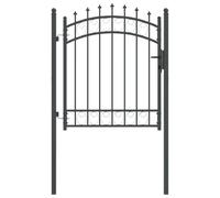 vidaXL Fence Gate with Spikes, Grey, 125 x 100 cm, Powder-Coated Steel, Garden and Patio, Rectangular, Modern Gate, Outdoor Gate, Key Lock, Security Barrier, Decorative Patio