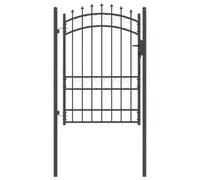 vidaXL Fence Gate with Spikes, Grey, 170 x 100 cm, Powder-Coated Steel, Garden and Patio, Rectangular, Modern Gate, Outdoor Gate, Key Lock, Security Barrier, Decorative Patio