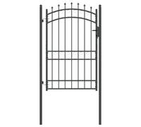vidaXL Fence Gate with Spikes, Grey, 200 x 100 cm, Powder-Coated Steel, Garden and Patio, Rectangular, Modern Gate, Outdoor Gate, Key Lock, Security Barrier, Decorative Patio