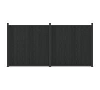 vidaXL Fence Panel 2 Pieces WPC and Aluminium Black, Modern Rectangular Aluminium Garden Fence Panel, Weatherproof, Stylish Privacy Screen for the Patio