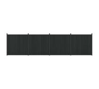 vidaXL Fence Panel 4 Pieces WPC and Aluminium Black, Modern Rectangular Aluminium Garden Fence Panel, Weatherproof, Stylish Privacy Screen for the Patio