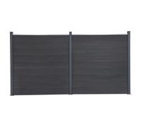 Garden fence panel set 353x186cm Grey WPC/Aluminium/Steel Double-Sided Modular.