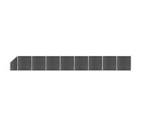 vidaXL Fence Panel Set WPC 1484x(105-186) cm Black Garden Edging Barrier Wall