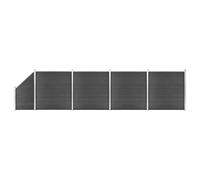vidaXL Fence Panel Set WPC 792x(105-186) cm Black Garden Edging Safety Barrier