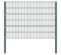 vidaXL Fence Panel with Posts Iron 176.5x120 cm Green
