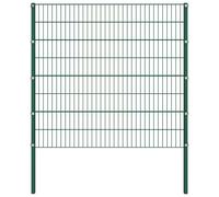 vidaXL Fence Panel with Posts Iron 176.5x160 cm Green